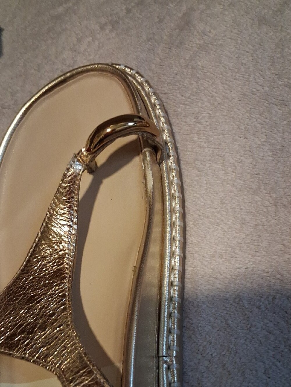 Dolce Vita Metallic Gold Thong Sandals with Ankle Strap - Picture 7 of 9